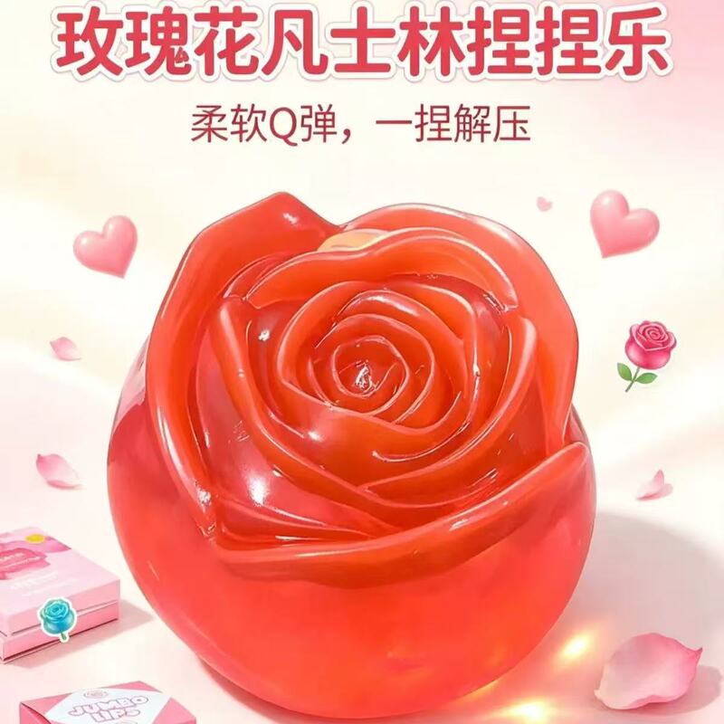 Rose-Shaped Squishy Toy with Vaseline, a Popular Cross-Border Stress-Relief Toy, Squeezable and Moldable, a Gift for Women