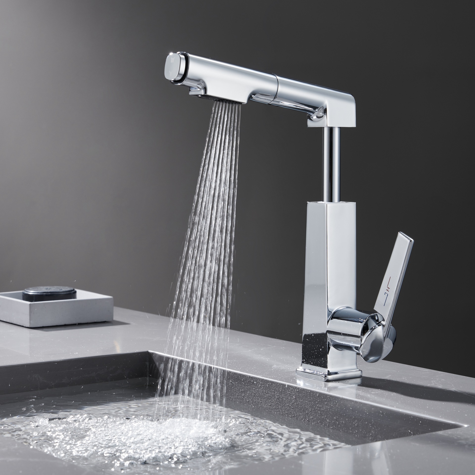 German quality black washbasin faucet, cold and hot, all-copper pull-out type with lifting and rotating under-sink for washing face and mouthwash undefined