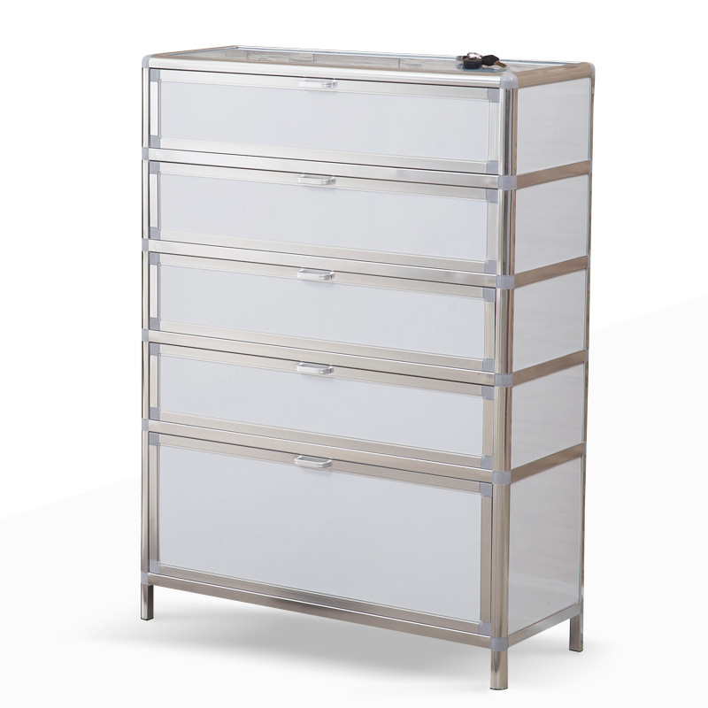 Gabinete de zapatos de aleación de aluminio fácil de ensamblar económico espacio de ahorro de espacio al aire libre hogar balcón de vidrio impermeable almacenamiento image 21