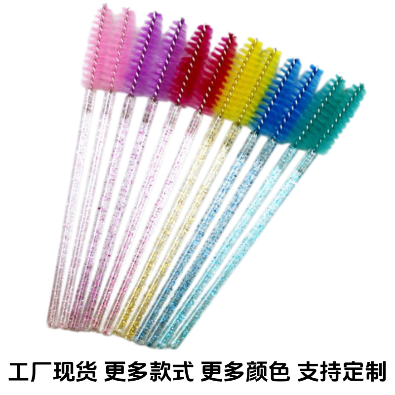 50-piece set of crystal solid-handled eyelash brushes, eyelash combs, spiral eyebrow brushes, eyelash curling tools, factory stock available