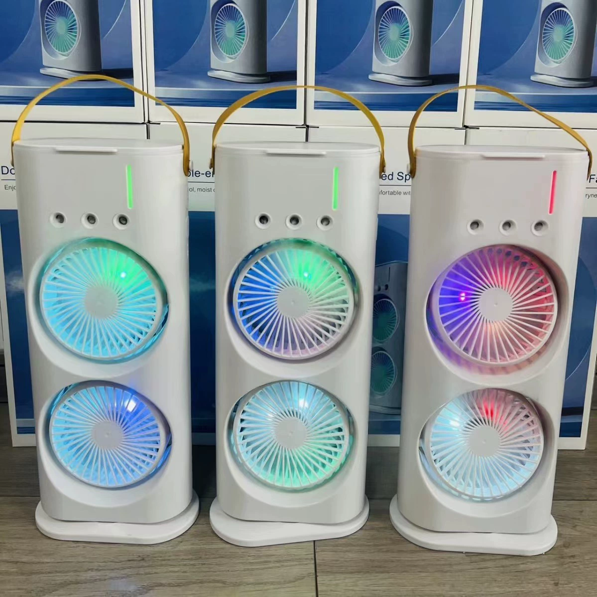 Трехотверстный двойной вентилятор бытовой USB зарядка встряхивающийся голова увлажняющий воздух охлаждающий настольный вентилятор перекрестный торговый