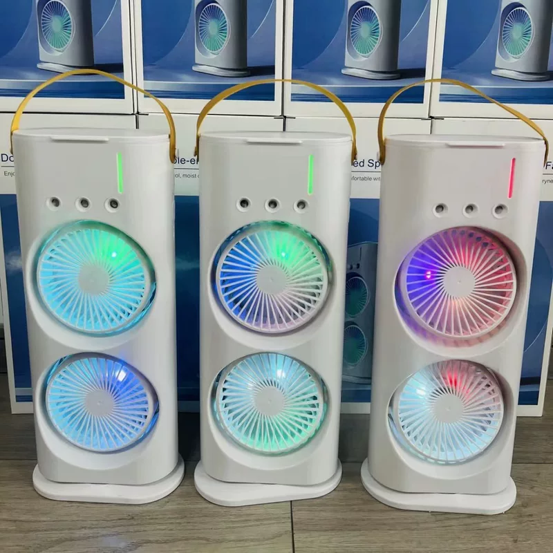 Трехотверстный двойной вентилятор бытовой USB зарядка встряхивающийся голова увлажняющий воздух охлаждающий настольный вентилятор перекрестный торговый