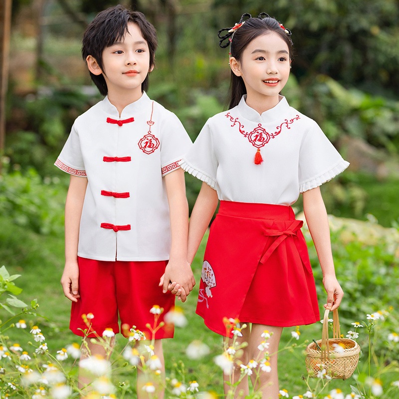六一新中式国风演出服幼儿园园服大班毕业照小学生唐装中国风套装