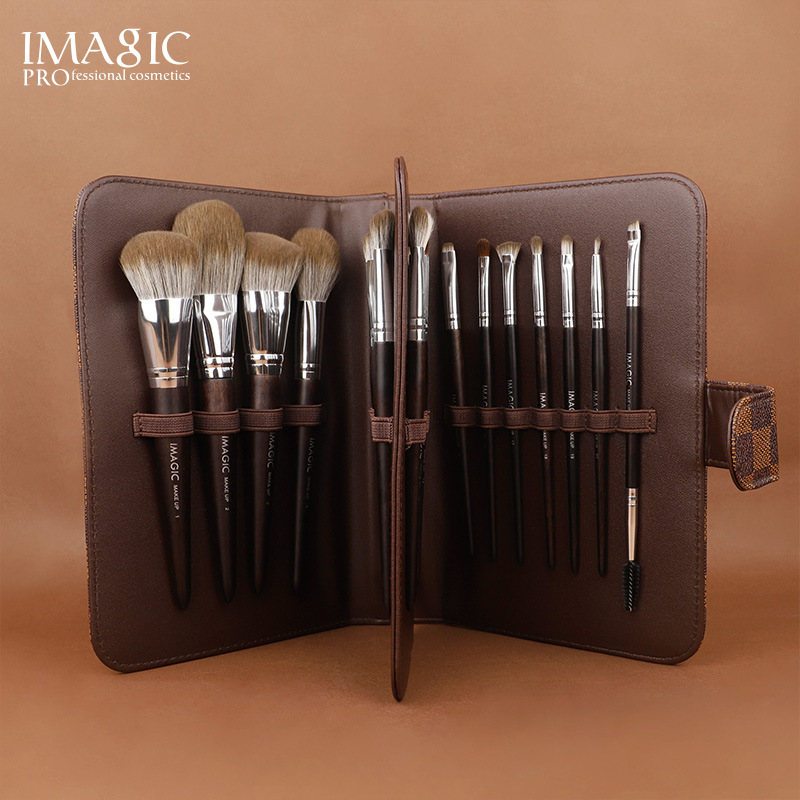Imagic 21 Makeup Brush Set Portable Soft-Bristled Blush Brush Eye Shadow Brush Full Set with Leather Bag Beauty Tools 2