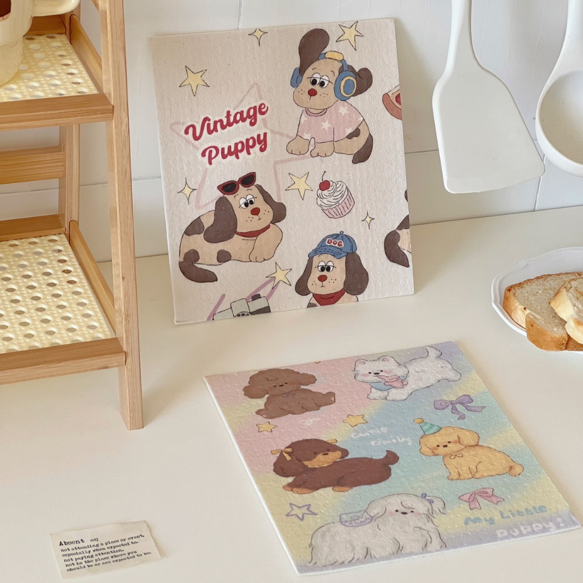 Kitchen Lele ins cartoon cute dishwashing cloth 24 new cleaning artifact wood pulp cotton rag wholesale