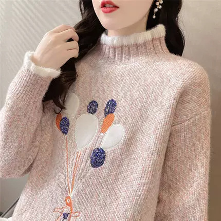Girls' Chenille Sweater 13, Autumn and Winter Outfit for Girls Aged 12-15, Junior High School Students, Thickened Half-Turtleneck Knit Sweater 2 Girls' Chenille Sweater 13, Autumn and Winter Outfit for Girls Aged 12-15, Junior High School Students, Thickened Half-Turtleneck Knit Sweater 2