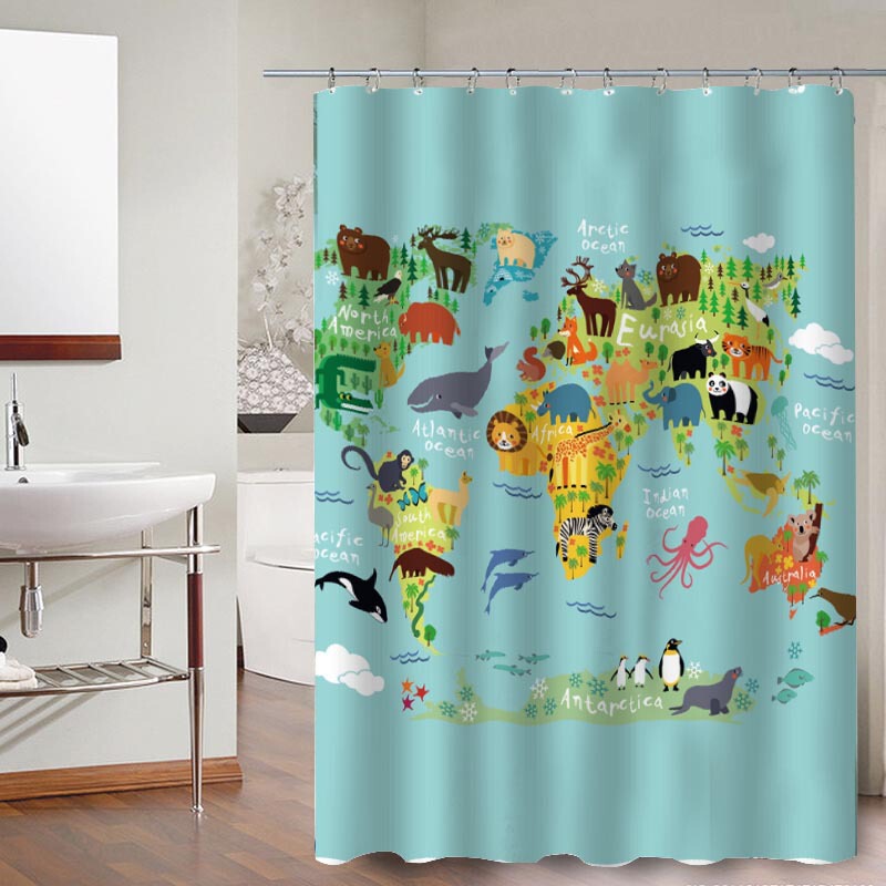 Christmas Shower Curtain 2026 New Cross-Border Model European Style Simple Polyester Printed Partition Curtain Shower Curtain Hanging Curtain