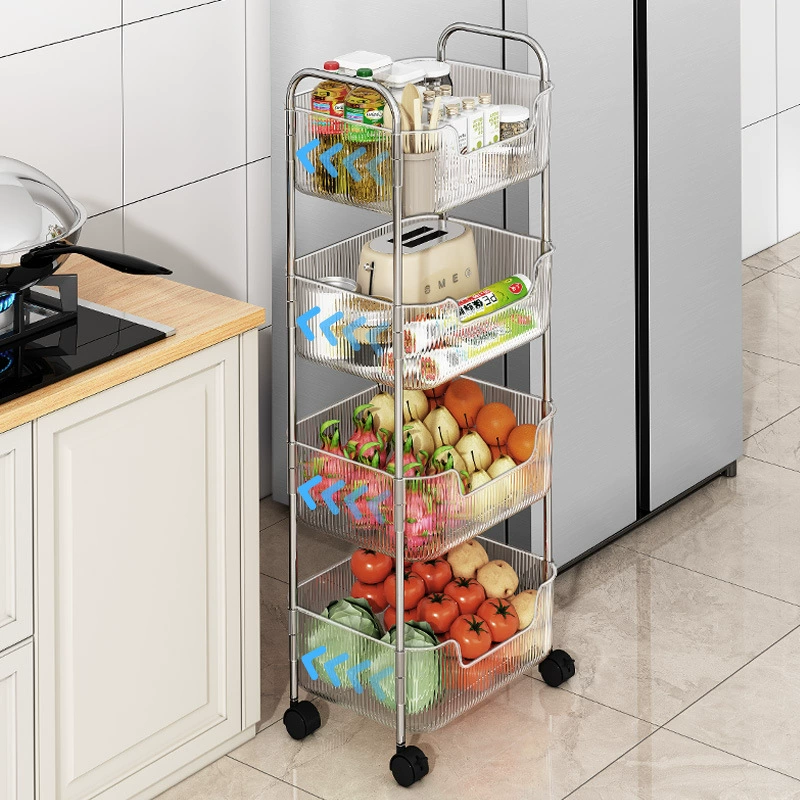 Home light luxury multi-layer storage rack storage artifact kitchen removable floor-standing storage rack multi-functional portable wheeled