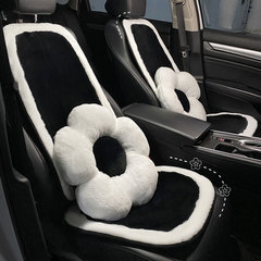 Car seat cushion winter plush simple black and white seat warm heating antifreeze car seat cushion three-piece set for women