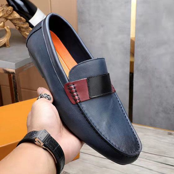 British Style Genuine Leather Black First Layer Cowhide Loafers Men's Soft Sole Breathable Casual Leather Shoes Slip-on Shoes