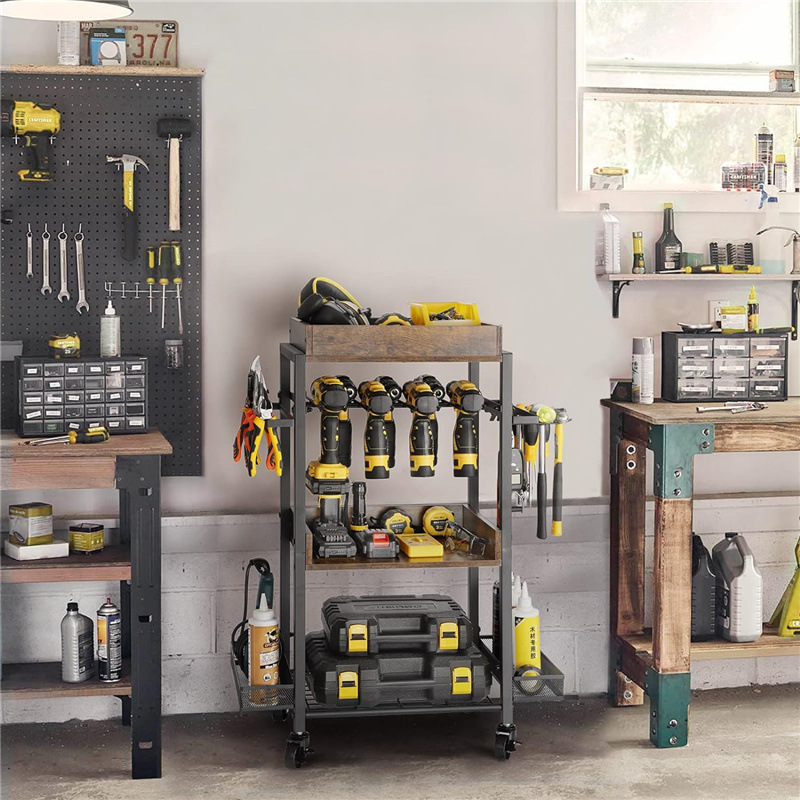 Garden tool storage rack with wheels Power tool storage box Tool…
