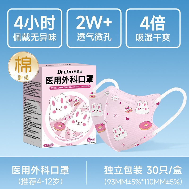Three dimensional summer children's medical mask