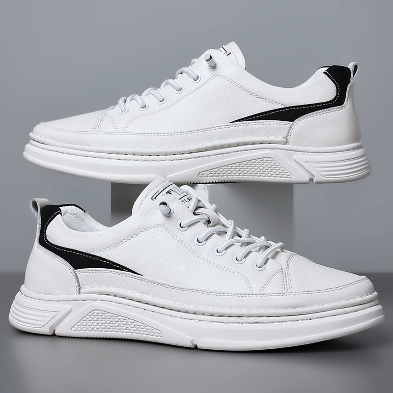 2023 primavera nuevos zapatos blancos de cuero zapatos casuales de hombre blanco de piel de vaca transpirables zapatos de skate de estudiantes jóvenes zapatos de hombre