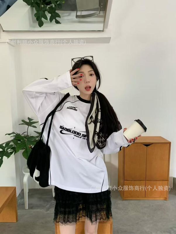 现货韩国badblood美式复古长袖球衣宽松休闲百搭男女情侣T恤上衣|undefined
