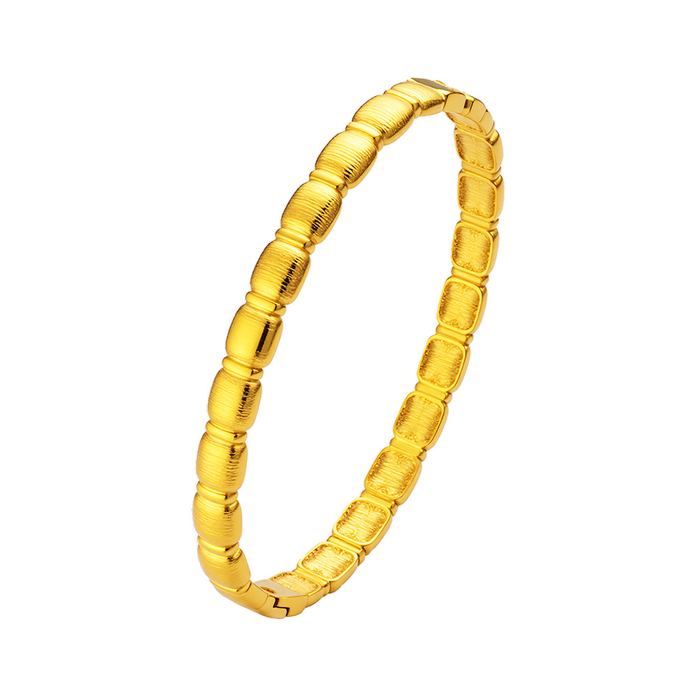 Titanium Steel Bamboo Style Bangle Micro Inlaid Simple Luxury Bracelet_voghion.com