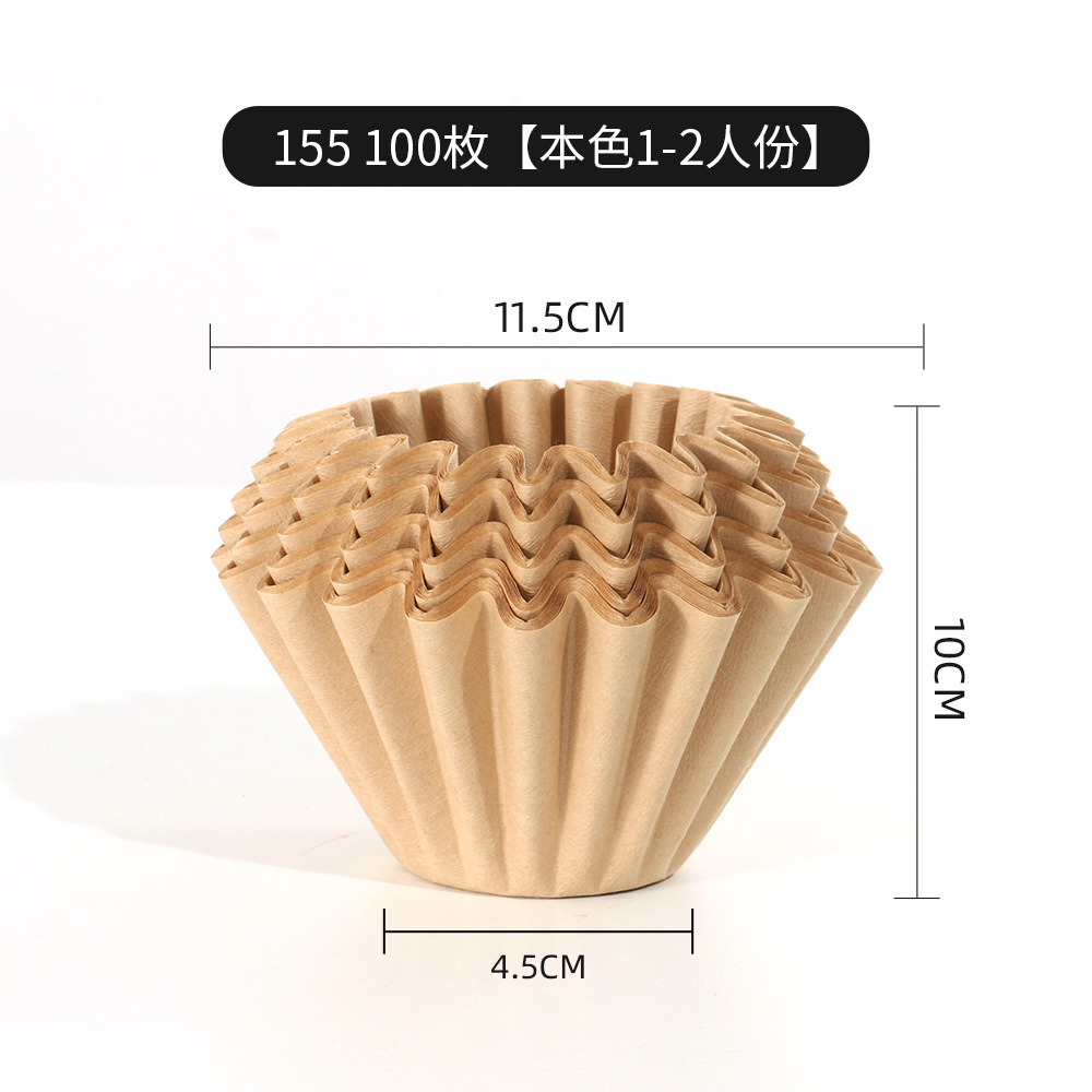 155 / 185 papel de filtro de café de pastel de goteo tipo taza de filtro de papel de filtro de café de papel de papel de filtro de papel de papel de papel de filtro de café de mano