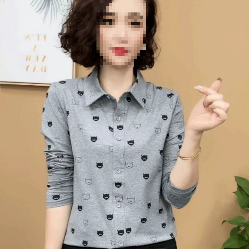 Весенняя тонкая универсальная элегантная базовая рубашка больших размеров, стильная полосатая утягивающая женская рубашка с длинными рукавами и отложным воротником