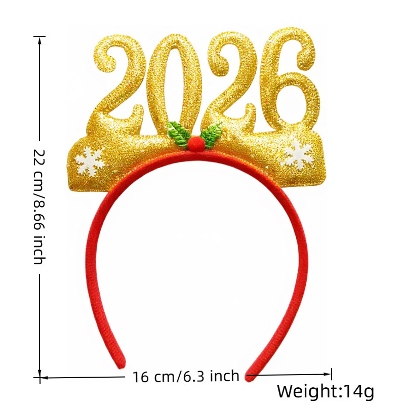 工厂现跨境新款2026新年发箍2026新年眼镜雨新年跨年节日装扮|undefined