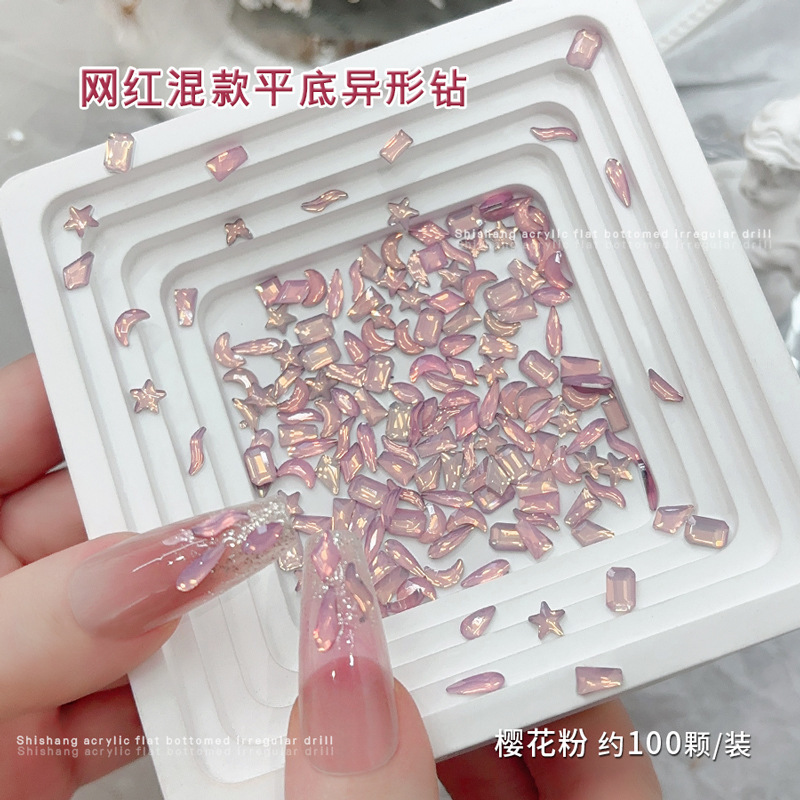 Egg White Flat Shaped Diamond Nail Art Jewelry Mixed Flash Acrylic Pink Diamond Champagne small size Nail Diamond Egg White Flat Shaped Diamond Nail Art Jewelry Mixed Flash Acrylic Pink Diamond Champagne small size Nail Diamond