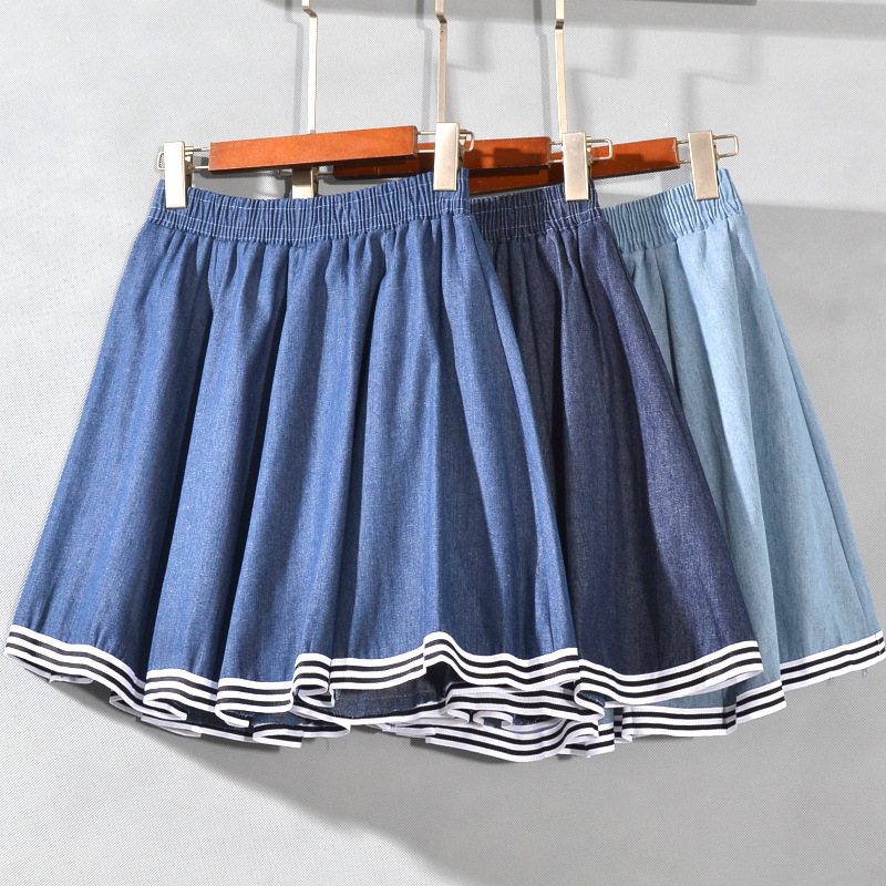Thin summer denim skirt for students