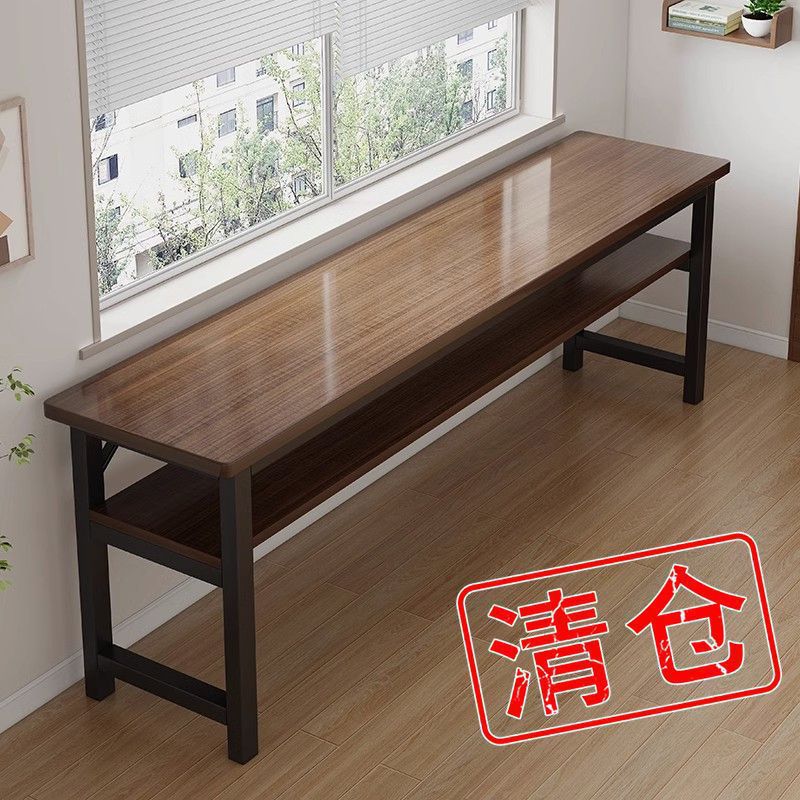 ฿Desk Long Table Home Student Study Table Rectangular Computer Table Office Desk Work Table Wall-Mounted Ultra-Narrow Table