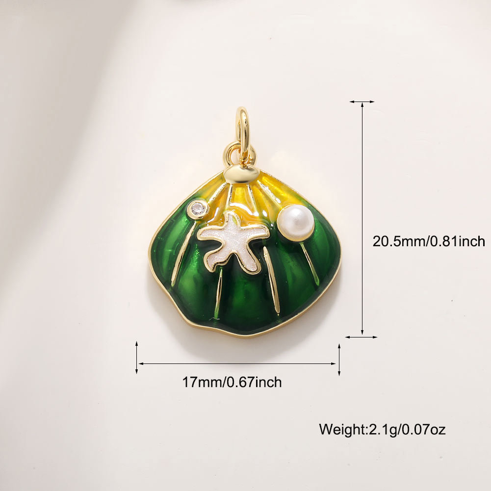 2g Weight Pendant Jewelry Making Type DIY Jewelry Accessories Classification 1 Piece Quantity Copper Material Starfish, Conch, Dolphin, Hippocampus, Fish Pattern All Seasons Season Enamel, Plating Design Cute, Marine Style Style 1 Piece Copper Starfish Conch Dolphin Pendant DIY Jewelry Accessories 3