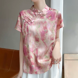 新中式国风洋气妈妈装夏装2025新款中老年女装短袖上衣服中年单件