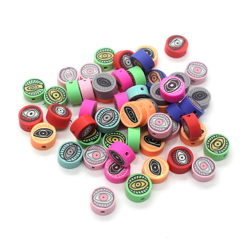 Cuentas de cerámica suave DIY, caras sonrientes, sueltas para pulseras y collares