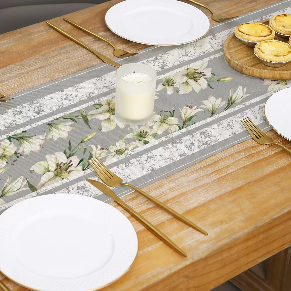 Lino americano impreso camino de mesa planta flor Amazon decoración del hogar paño de mesa pasillo gabinete mesa de café mantel