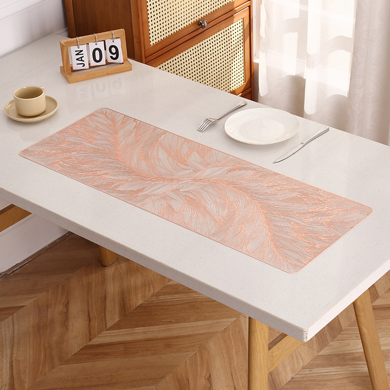 Cojín de mesa rectangular europeo fluir cojín de alta calidad impermeable a prueba de agua a prueba de aceite PVC cojín de mesa occidental INS cojín de taza de lujo al por mayor