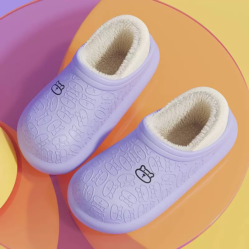 现货防水棉拖鞋女冬季家居室内家用防滑毛绒包跟厚底棉鞋男批发冬