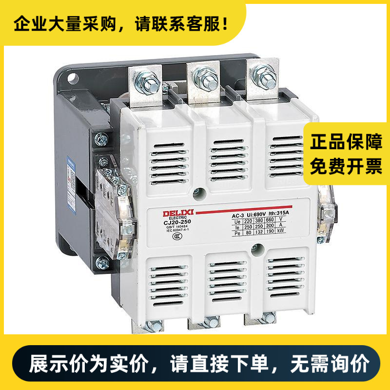 德力西电气 交流接触器 CJ20-250A 220V | CJ2025042M