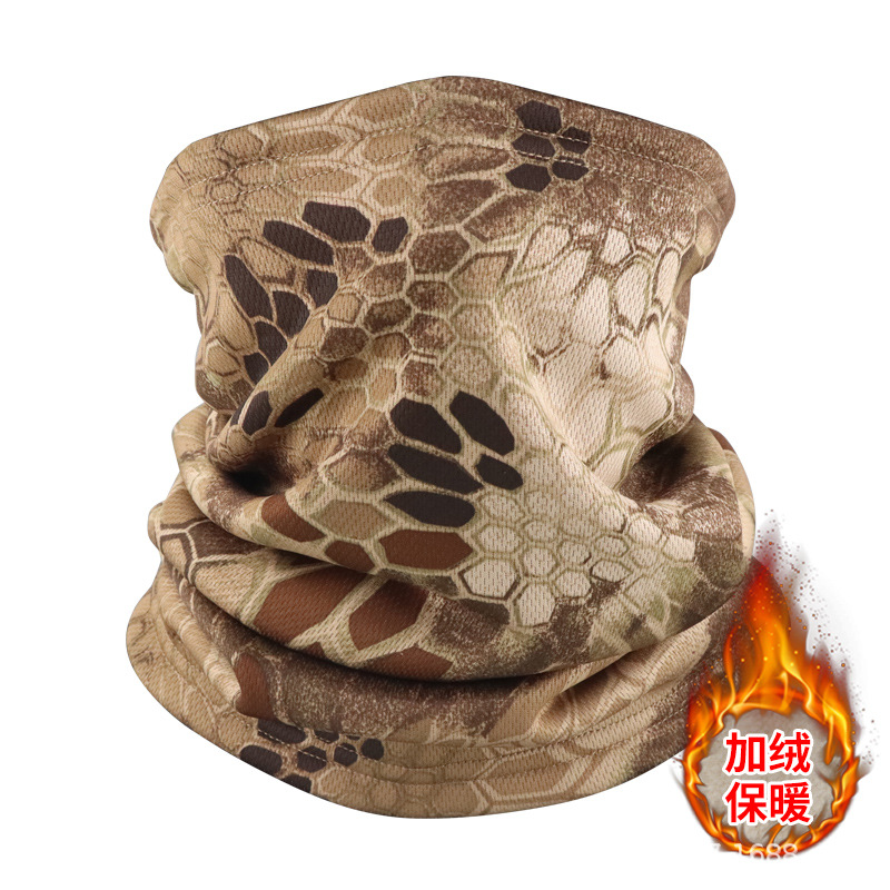 Máscara de invierno transfronteriza con buñuelo de vello grueso turbante de camuflaje para montar al aire libre con cubierta de cuello caliente para esquiar