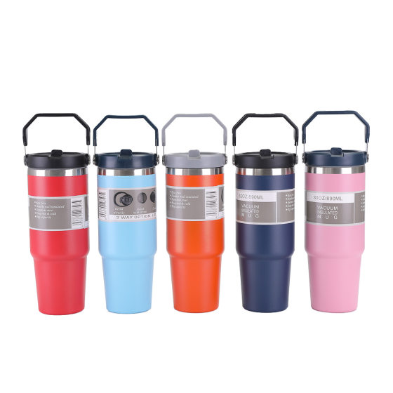 Amazon 30oz car cup with handle stainless steel car large capacity ice cup double vacuum thermos cup