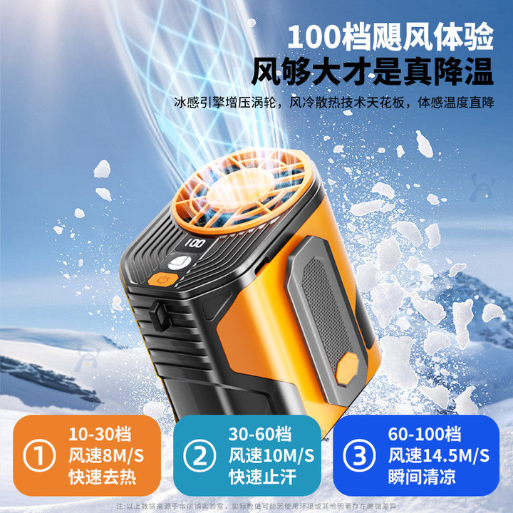 New waist-mounted fan, outdoor construction site camping special, high wind power, portable small mobile USB rechargeable fan