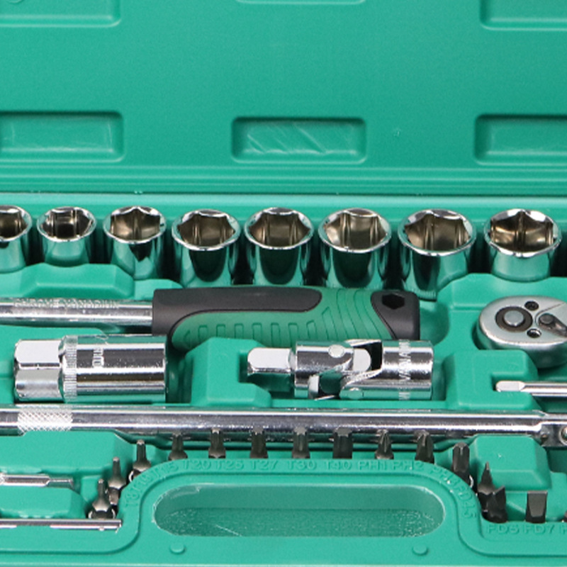 65 conjuntos de herramientas de reparación de automóviles combinadas con llave rápida de reparación de automóviles llave de manga hexagonal al por mayor