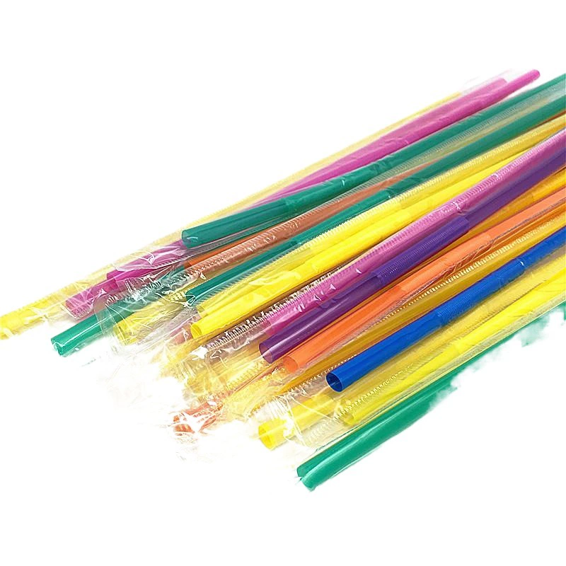 Оптовая одноразовая соломинка Одиночная независимая упаковка цветная художественная соломинка форма для напитков длинная соломинка 100 шт./Упак.