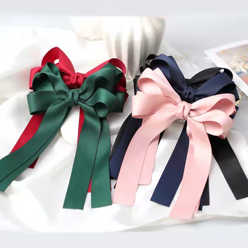 Zhaolusi Same item Hairpin Hair band green silk ribbon solar system gules bow Tousheng Ribbon Ponytail Ultra cents Hairpin