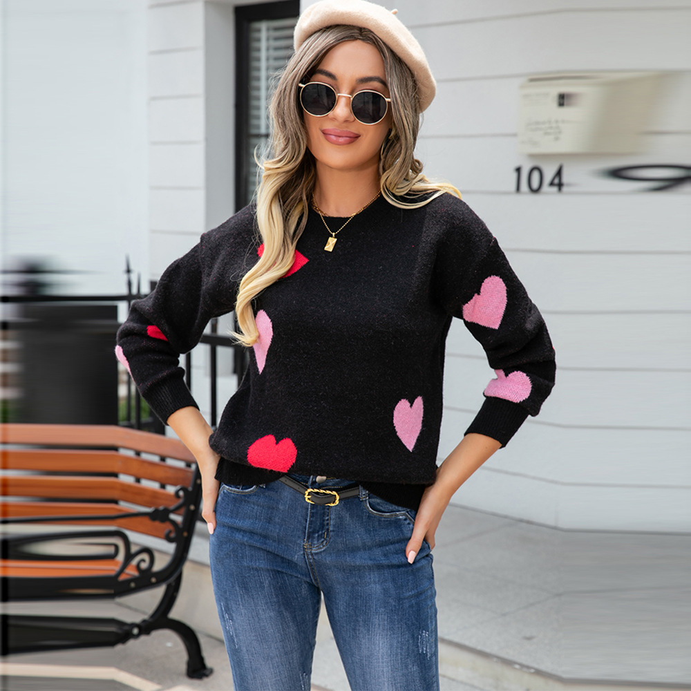 Suéter de Punto con Cuello Redondo y Corazones Pequeños de Melocotón para Mujer, Novedad Primavera 2026, Suéter de San Valentín de Amazon