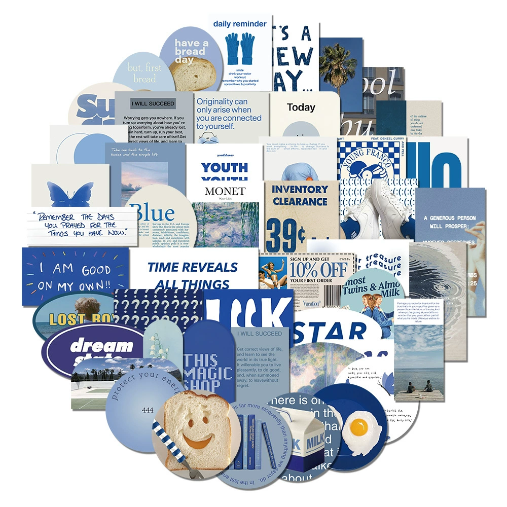 57 шт. Синих Ретро ins художественные наклейки простые наклейки для ручного счета DIY материал ноутбук Pad чехол для телефона шлем