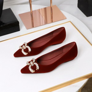 3685-K77 Korean version sexy shallow mouth low heeled women&apos;s shoes with rhinestone decoration pointed toe, stepped