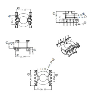 PQ2014 transformer skeleton PQ20 Bakelite skeleton PQ2014 vertical skeleton BOBBIN 5-5
