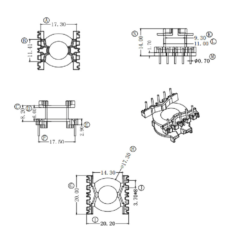 0802014トランススケルトン08020电木スケルトン0802014縦型スケルトンBOBBIN 5-5|undefined