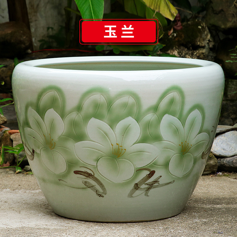 古法生态土陶瓷养金鱼缸荷花睡莲池老旧式阳台室户外庭院大号水缸|undefined