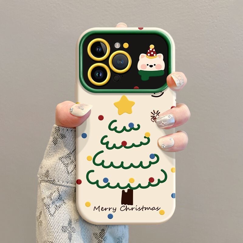 Dog Christmas Tree Suitable for Apple 17Pro Mobile Phone Case 16 Large Windows 15 Frosted 14 Anti-Fall 12/11 Soft Shell X