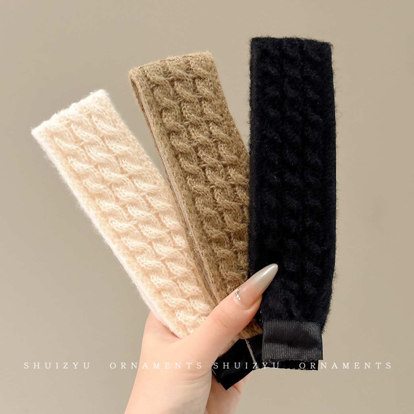 cinturón de cabello de lana femenina otoño invierno ancho borde red adornamiento para el cabello rojo tejido francés pequeño viento fragante banda de cabello de lana fijación de cabello temperamento banda de cabeza