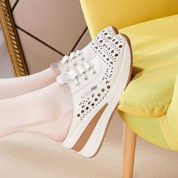 Hueco ventilador con cabeza de balde media zapatillas de mujer 06 explosión de verano tacones gruesos zapatillas de balde ligeras y cómodas para mujeres image 3