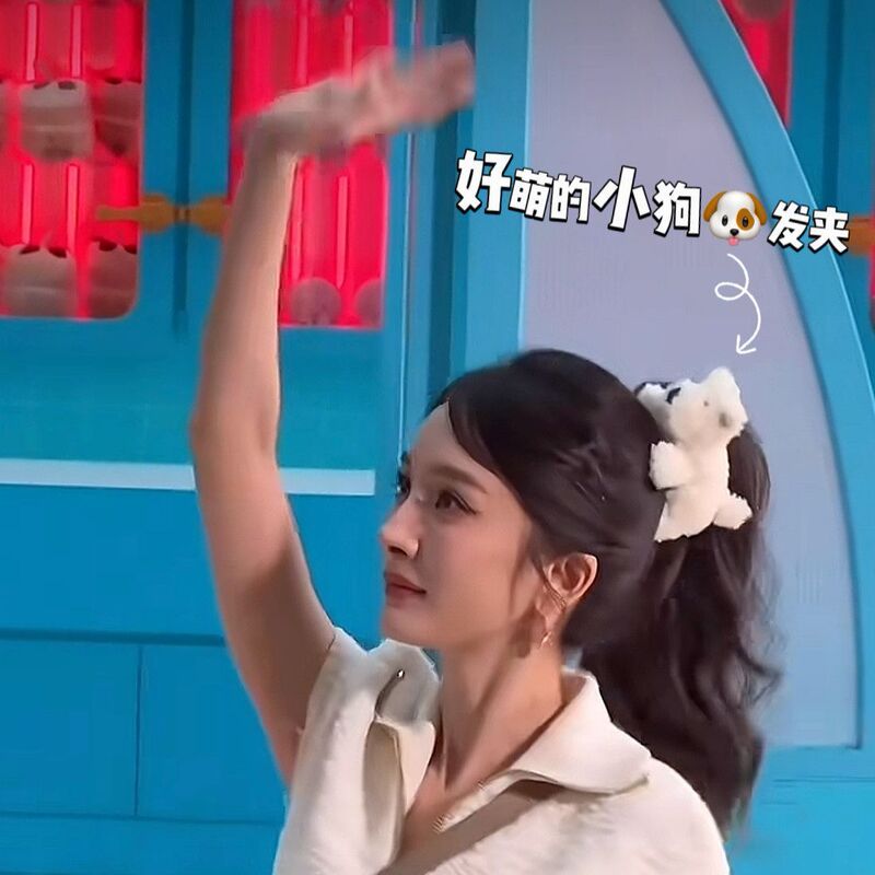 杨幂同款小狗发夹毛绒玩偶趴姿西高地发饰夹子软萌可爱抓夹头饰|undefined