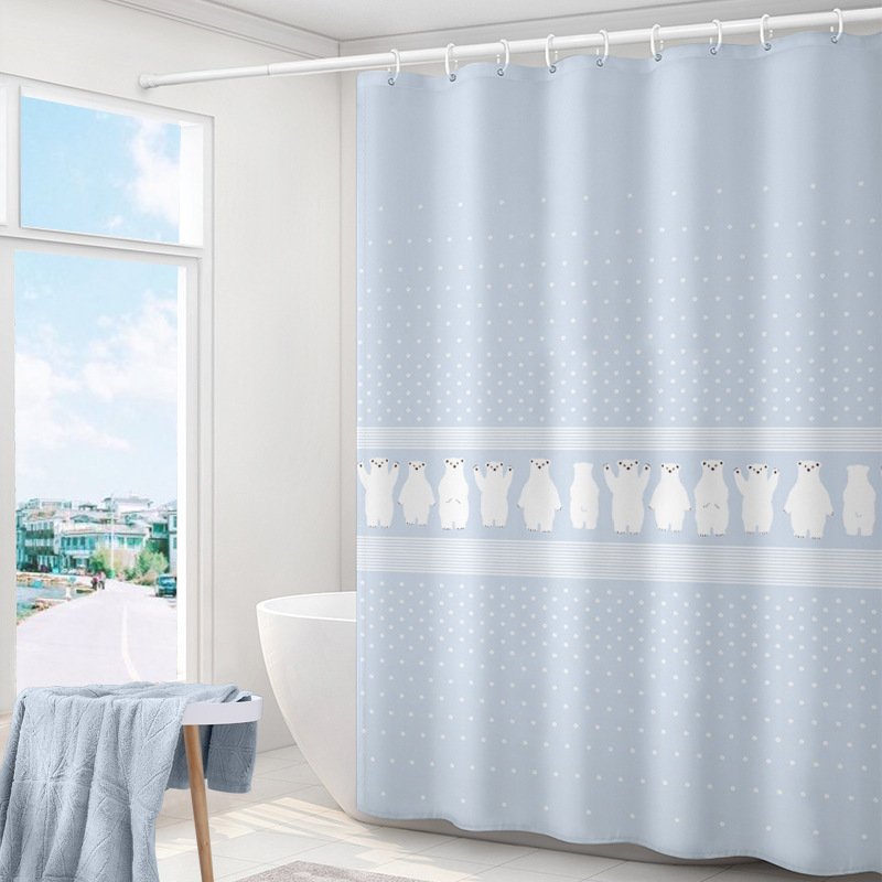 Waterproof and Mildew-Proof Thickeneded Polyester Shower Curtain Digitally Printed Shower Curtain Bathroom Partition Curtain Shower Curtain Fabric Wholesale