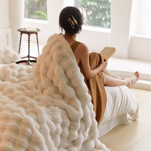 Tuscan imitation rabbit fur short velvet casual blanket light luxury advanced sofa blanket soft warm velvet blanket bedroom